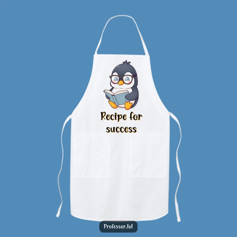 Funny Penguin Bookworm Apron: Cook Up Stories with Scholarly Flair!