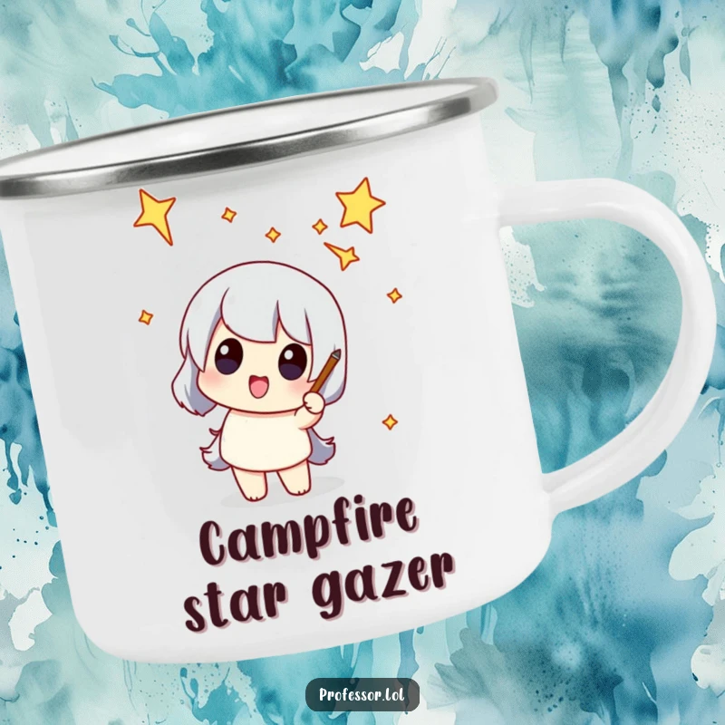 Funny duck camping mug featuring a cheerful duck winking and nodding, perfect for outdoor drinks and humorous vibes.