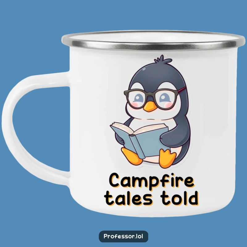 Funny Penguin Bookworm Camping Mug: Fuel Your Adventures with Stories!