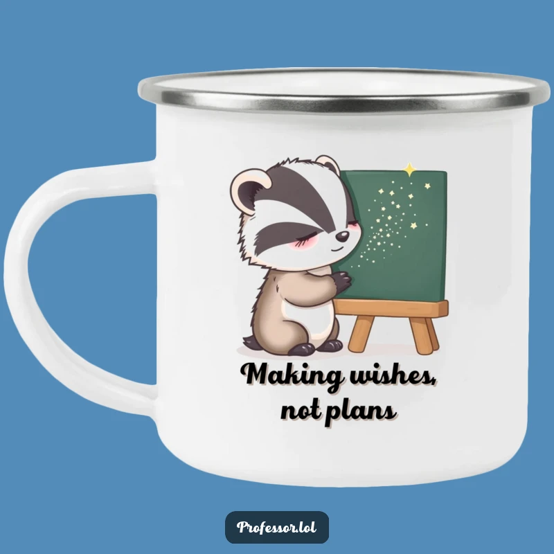 Funny Sleepy Badger Camping Mug: Stardust Sparkle for Outdoor Adventures