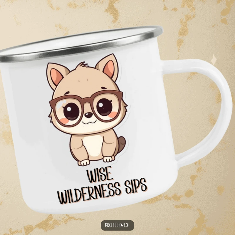 Funny Smart Animal Camping Mug with a cute animal character wearing spectacles and looking intelligent, durable funny gift.