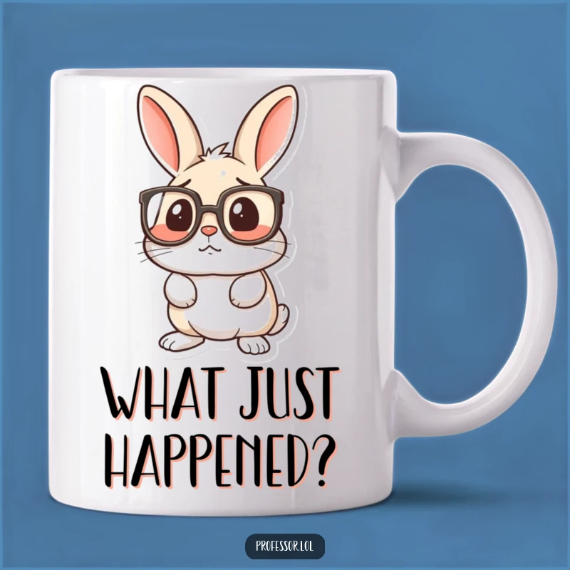 Funny Surprised Rabbit Mug: Hilarious Spectacle Gift for the Confused