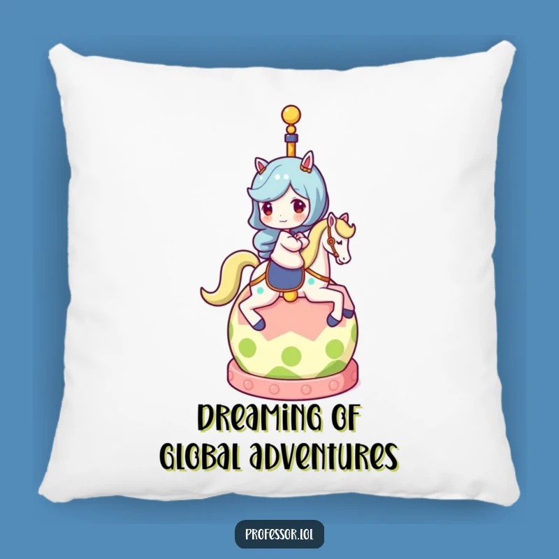 Funny Globe Rider Pillow: Cozy Comfort with a Hilarious World Adventure Theme