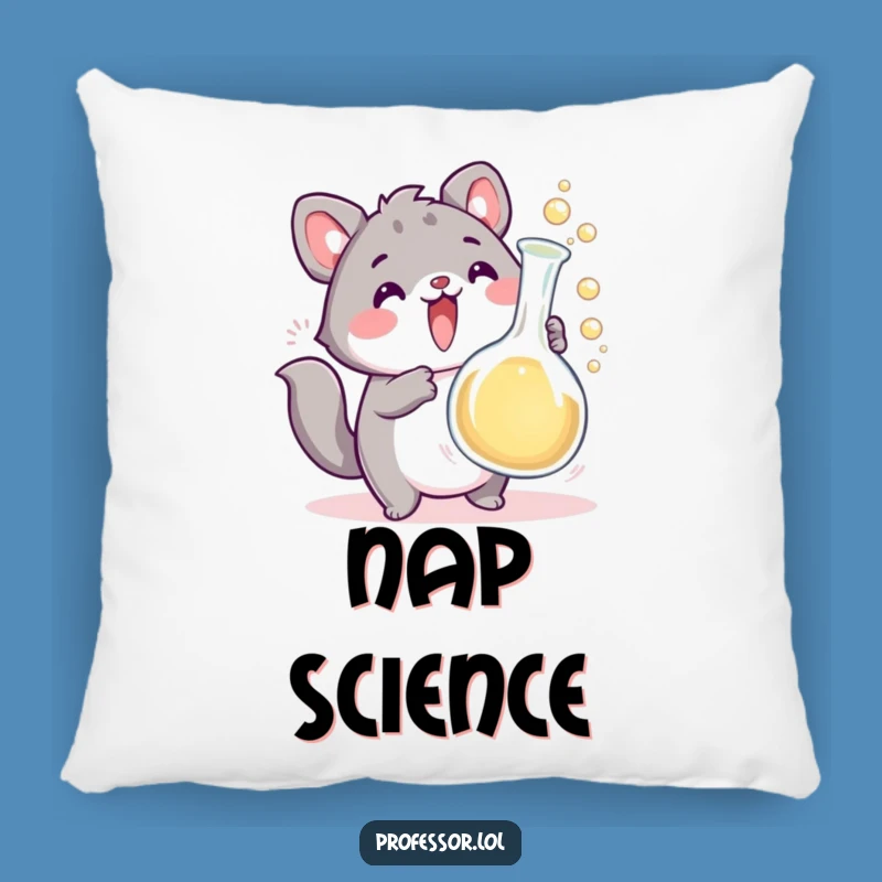 Funny Science Comforter Pillow - Cute Animal Overflowing Beaker Accent
