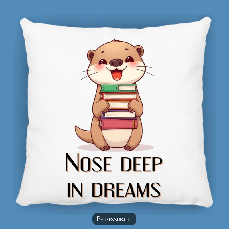 Funny Otter Pillow: Cozy Comfort with Hilarious Bookish Charm