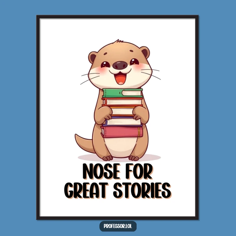Funny Otter Digital Art: Instant Hilarious Book Balancing Decor
