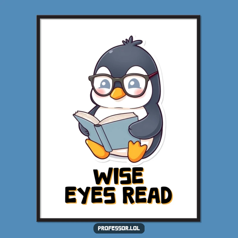 Funny Penguin Bookworm Digital Art: Instant Literary Vibes for Your Space!