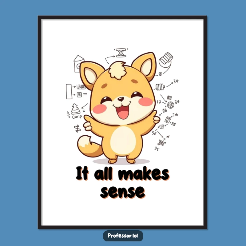 Funny Intellectual Art Print - Kawaii Animal Diagram Pointer Decor Gift