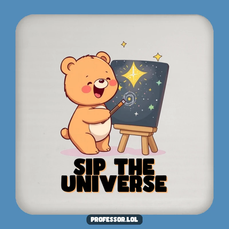 Funny Bear Galaxy Coaster: Protect Surfaces with Cosmic Art