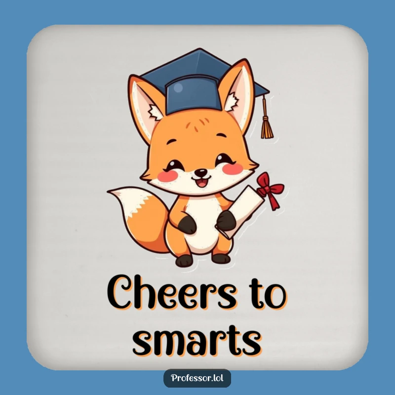 Funny Graduation Fox Coaster - Protect Drinks with Pride!