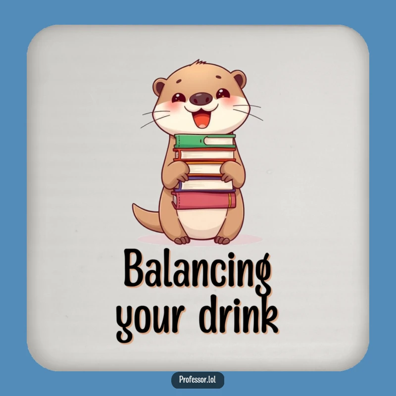 Funny Otter Drink Coaster: Protect Surfaces with Bookish Charm