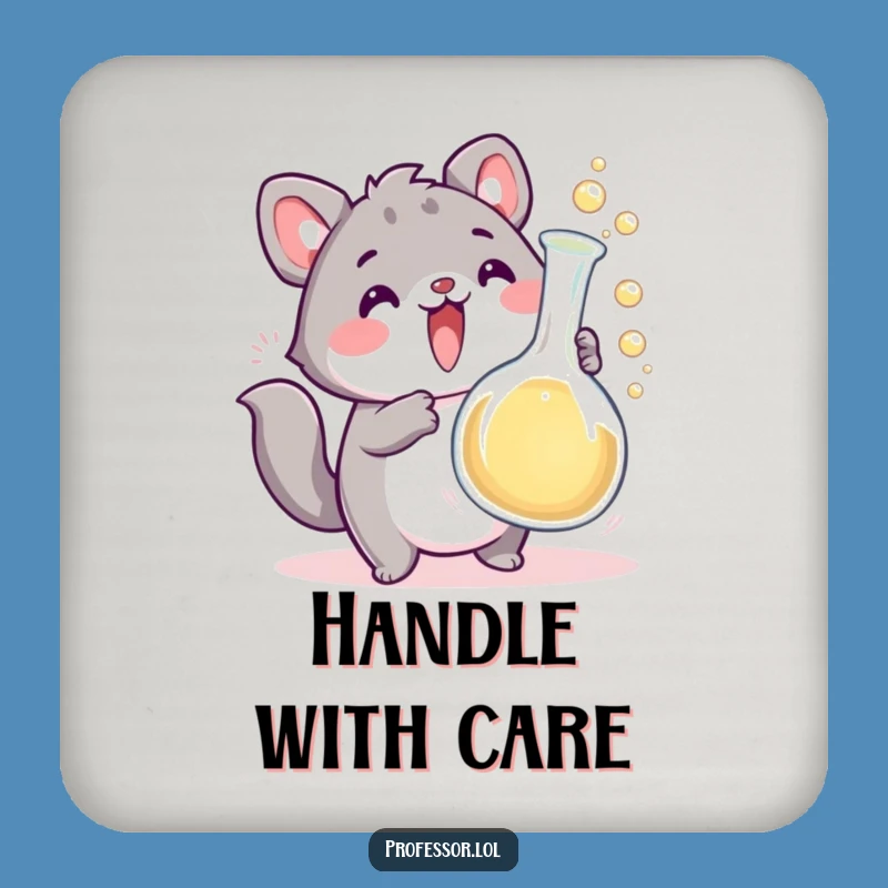 Funny Science Coaster - Cute Animal Overflowing Beaker Protector Gift