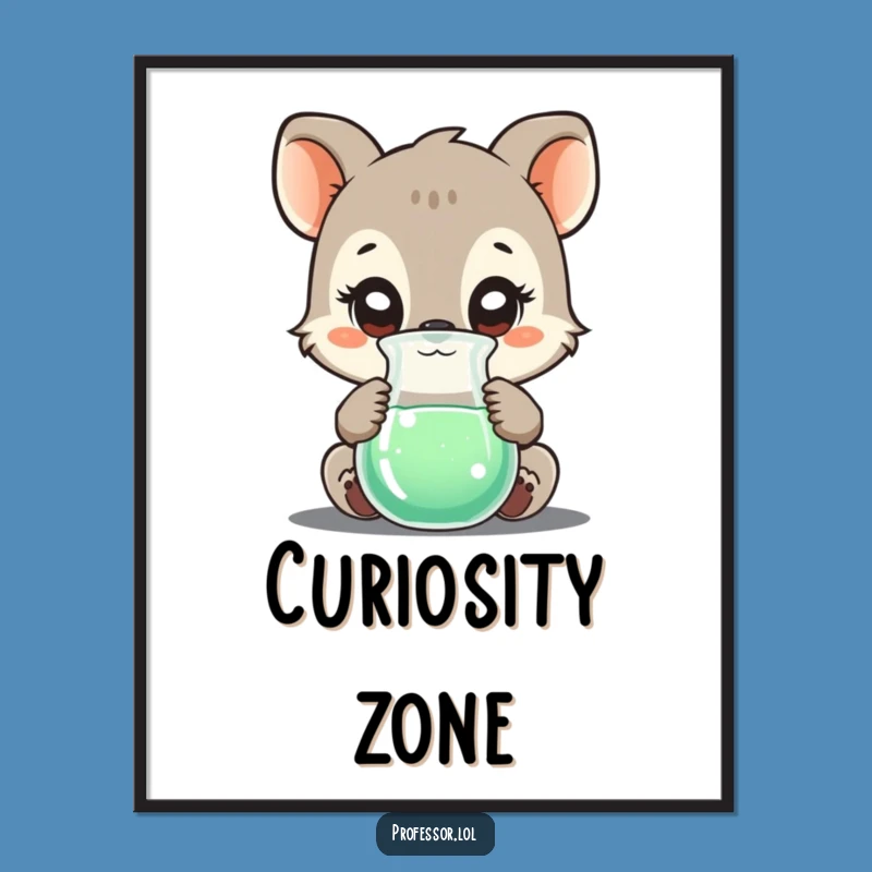 Funny Animal Science Art Print: Bubbling Beaker Poster Gift