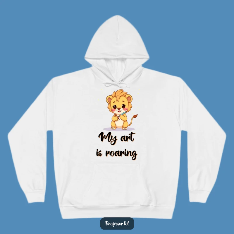 Funny Lion Cub Artist Hoodie: Cozy & Whimsical Galaxy Sketch Sweatshirt