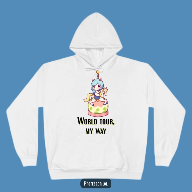 Funny Globe Rider Hoodie: Cozy Up with this Hilarious World Adventure Sweatshirt
