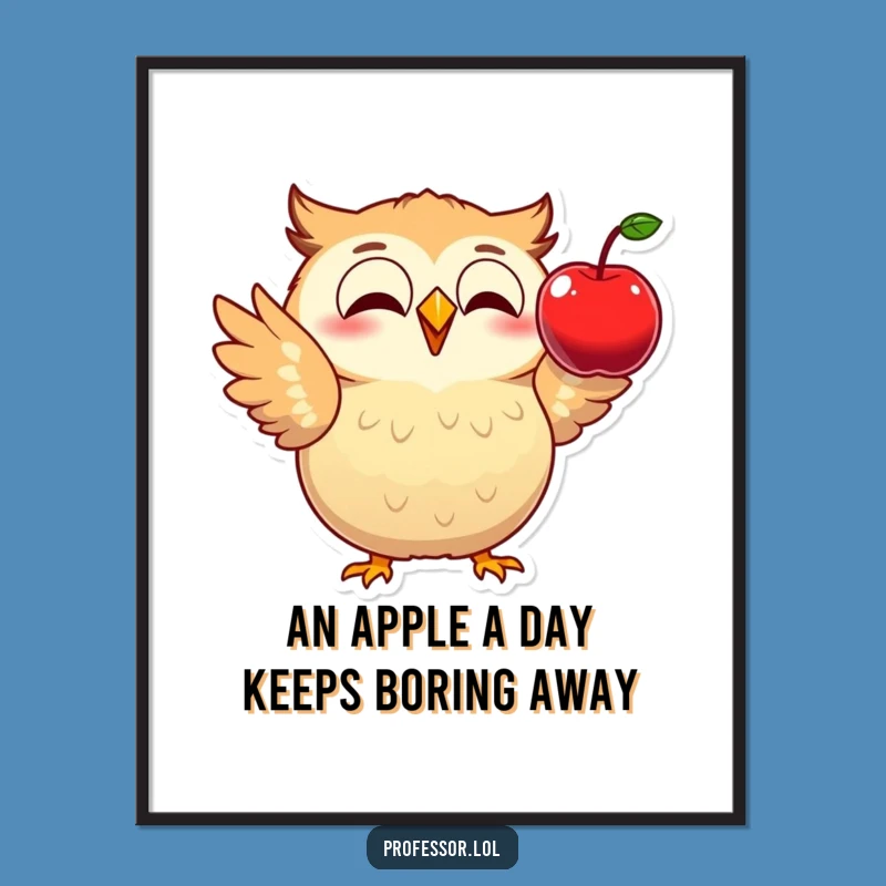 Free Printable Wall Art: Excited Owl, Physics Art, Whimsical Downloadable Decor