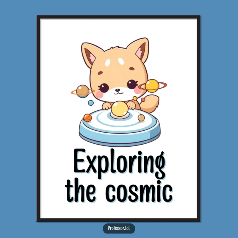 Free Printable Funny Wall Art: Curious Animal Astronomer, Cosmic Exploration Downloadable Art