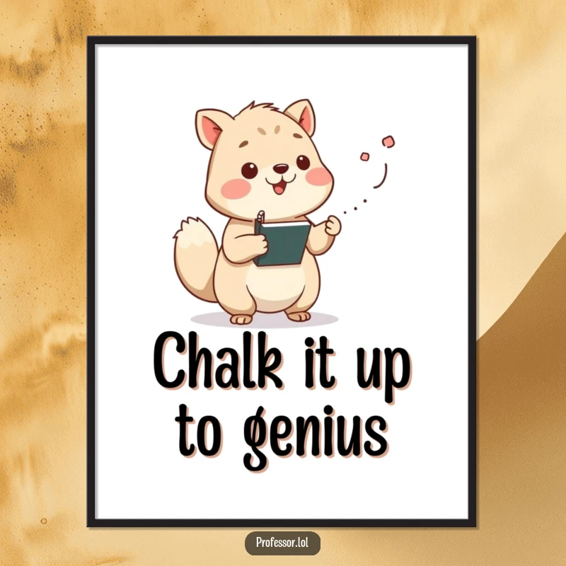 Funny Free Printable Wall Art: Wise animal character lecturing with passion, chalk dust exploding from its paw.