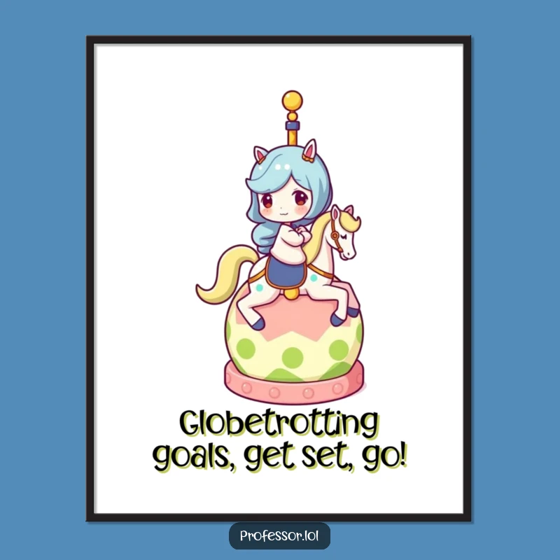 Funny Free Printable Wall Art: Globe Rider Character, Quirky Downloadable Decor