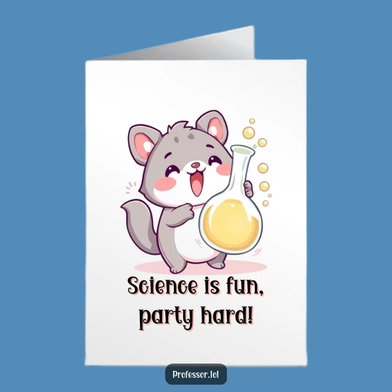 Free Printable Birthday Card: Overflowing Beaker Animal, Funny Downloadable Gift for Science Nerds