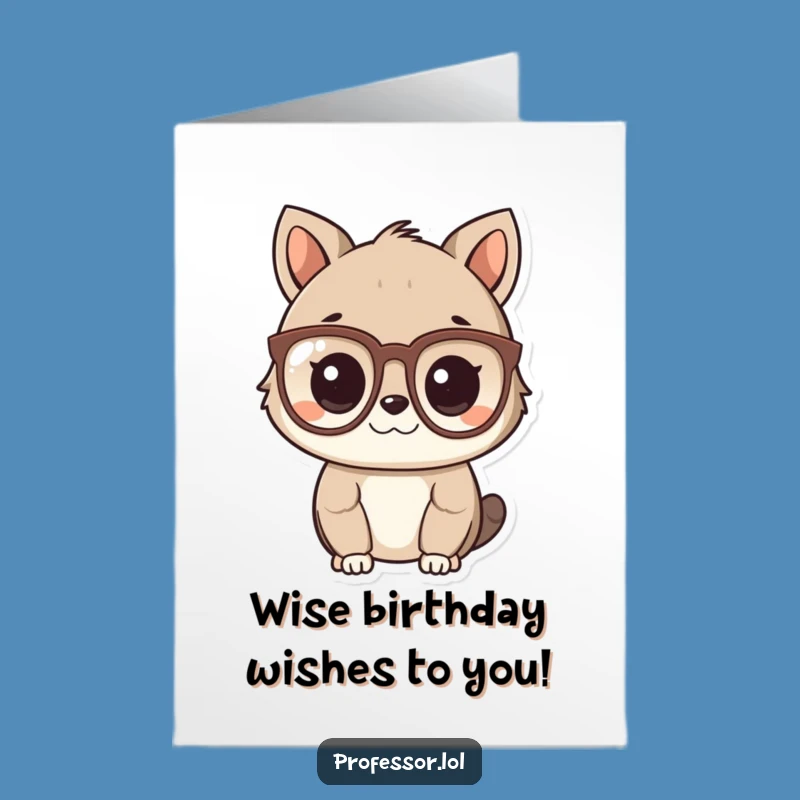 Free Printable Birthday Card: Wise Animal Scholar, Hilarious Downloadable Greeting