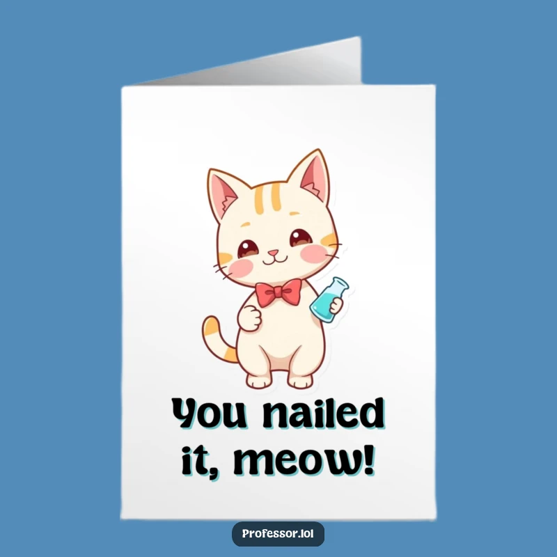 Free Printable Congrats Card: Feline Genius Cheers Success with a Lab Mix Download