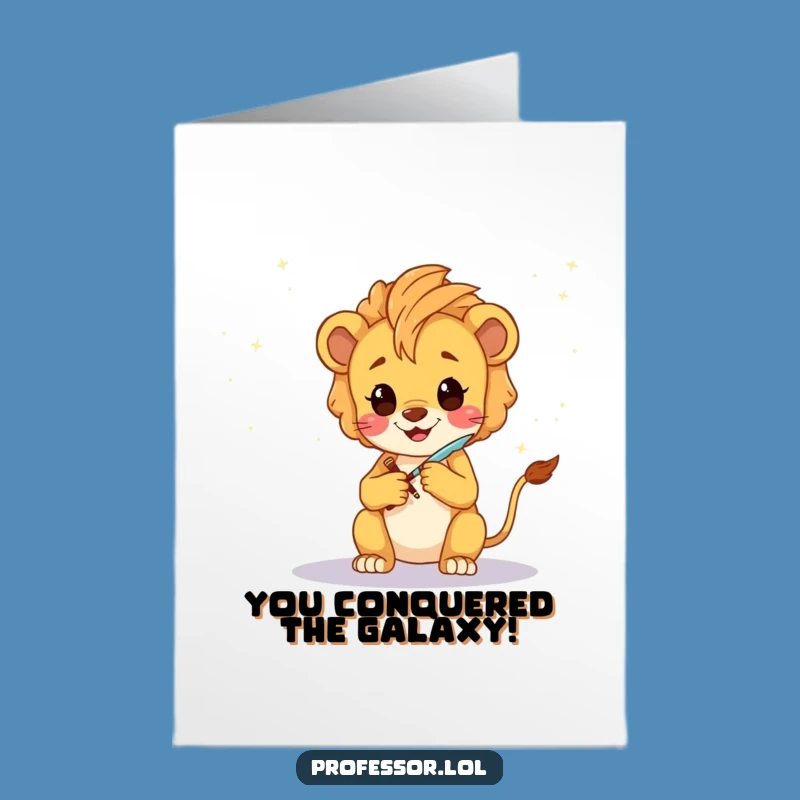 Free Printable Congrats Card: Lion Cub Sketches Your Stellar Achievement!