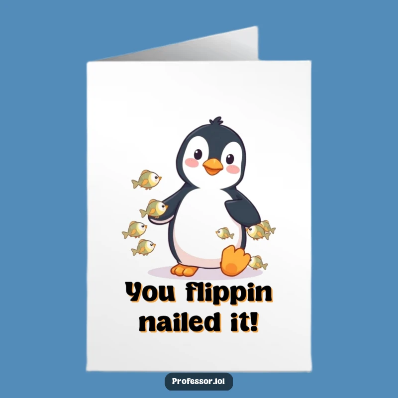 Free Printable Congrats Card: Penguin's Wisdom, Fishy Success, Downloadable Gift