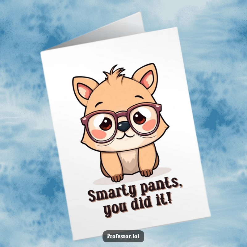 Funny Free Printable Congratulations Card: An intelligent animal wearing spectacles, celebrating a witty accomplishment with a thoughtful gaze.