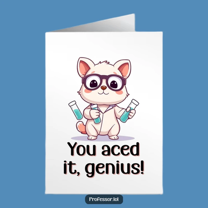 Free Printable Congrats Card: Juggling Animal Scientist - Celebrate Success with Humor Downloadable!