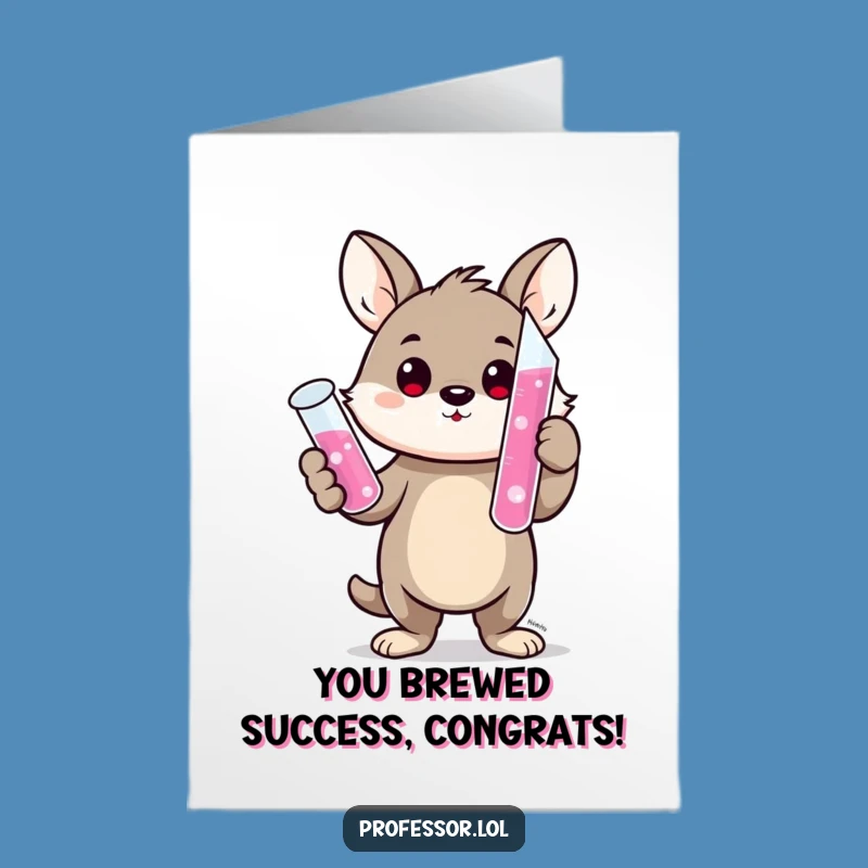 Free Printable Congrats Card: Scientist Animal Success - Bubbling Pink Potion Downloadable