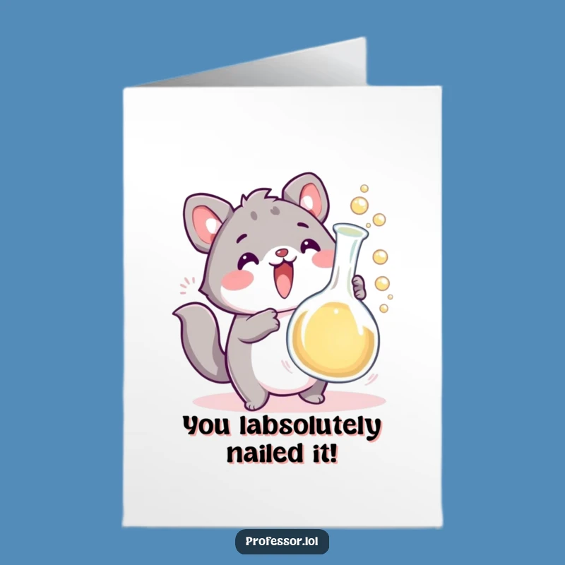 Free Printable Congratulations Card: Overflowing Beaker Animal, Funny Downloadable Gift for Big Wins