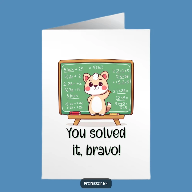 Free Printable Congrats Card: Math Whiz Animal Achievement Funny Downloadable Gift