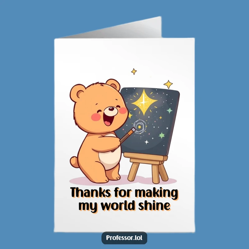 Free Printable Thank You Card: Bear Sketching Galaxy Gift