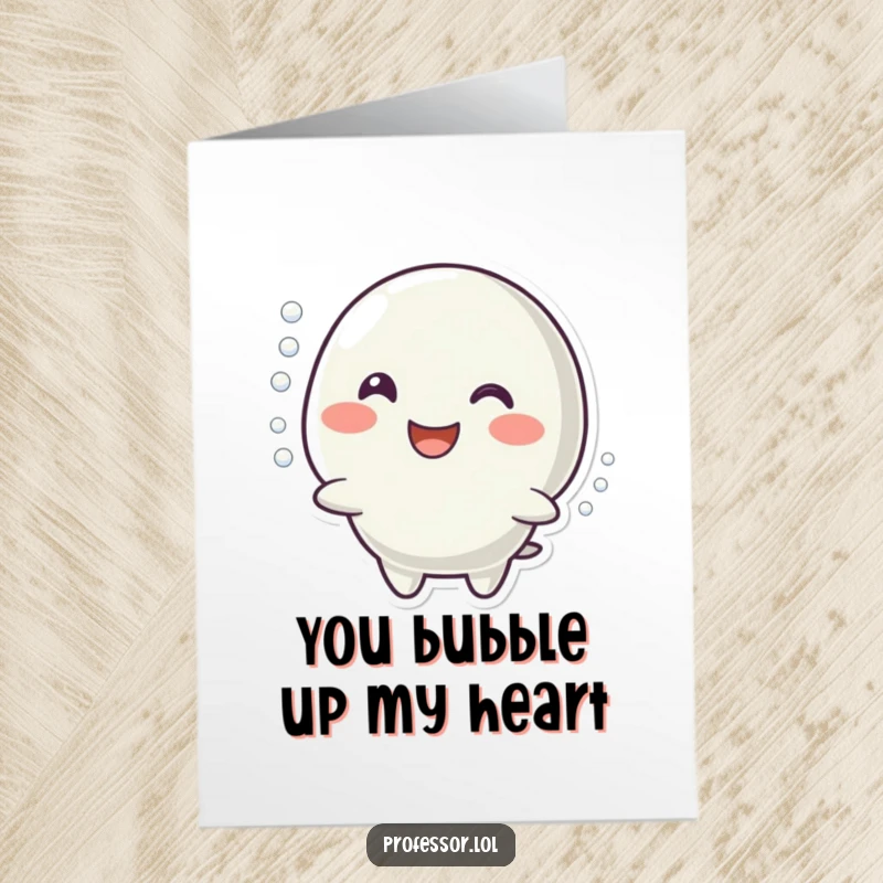 Funny Free Printable Thank You Card: A smiling character depicts a happy bubbling reaction, a cheerful thank you note.