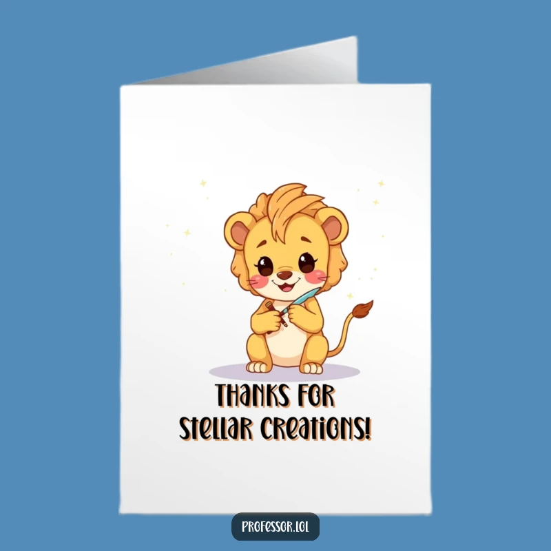 Free Printable Thank You Card: Lion Cub Sketches Gratitude Across the Stars!