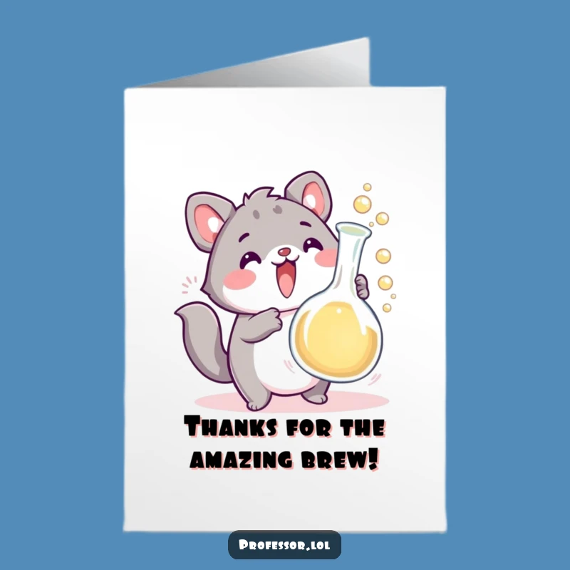 Free Printable Thank You Card: Overflowing Beaker Animal, Funny Downloadable Gift of Gratitude