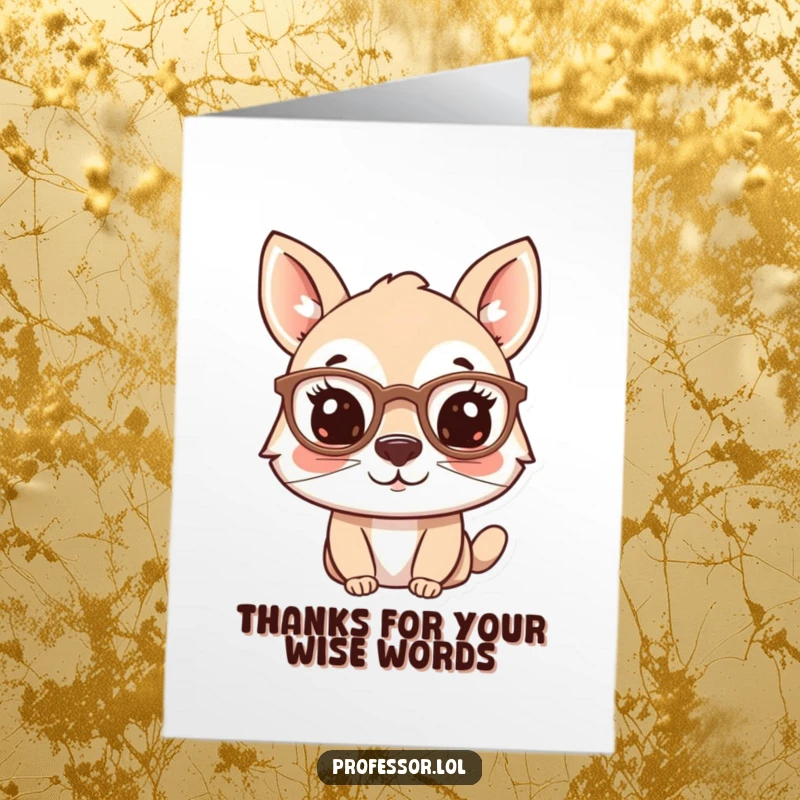 Funny Free Printable Thank You Card: Animal with spectacles on nose, extending thanks with a knowing smile.