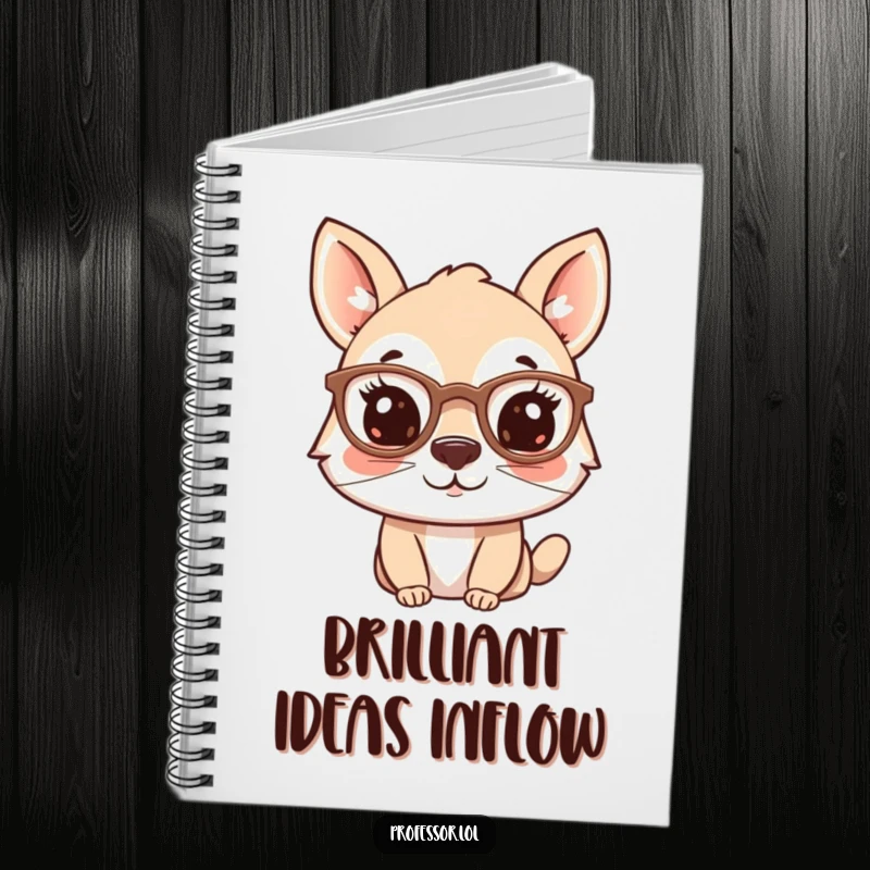 Funny notebook cover featuring an animal character humorously wearing spectacles, ideal for students and thinkers.