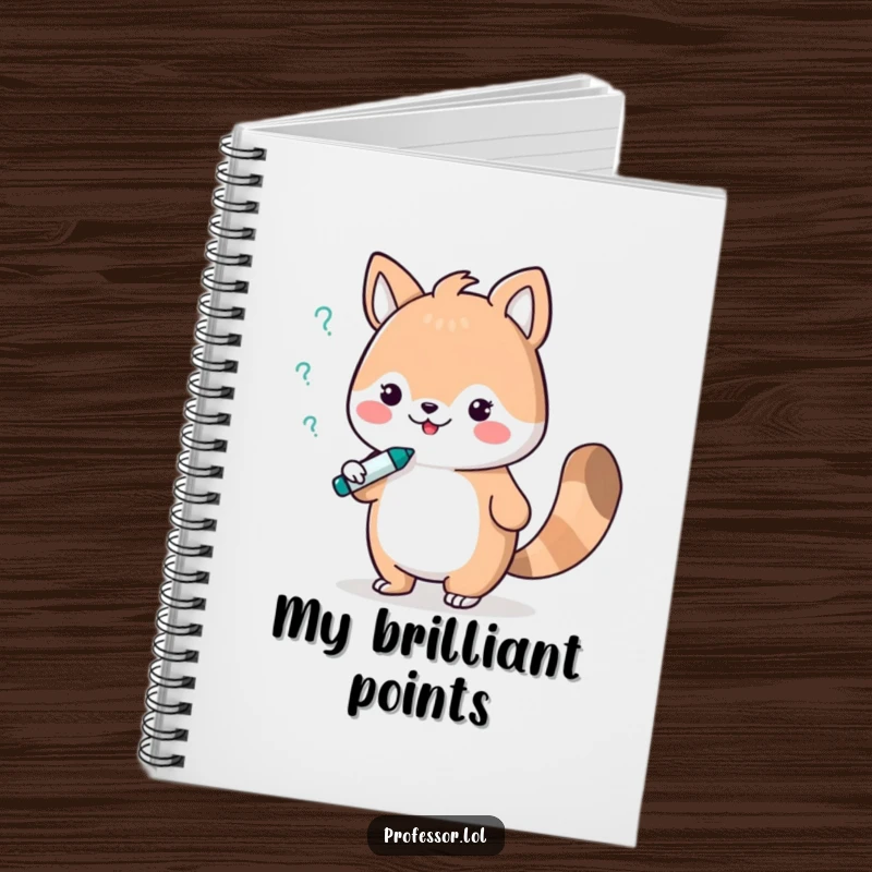 Funny notebook featuring a cute animal character engaged in a spirited debate with a whiteboard marker, perfect for jotting down thoughts and ideas.