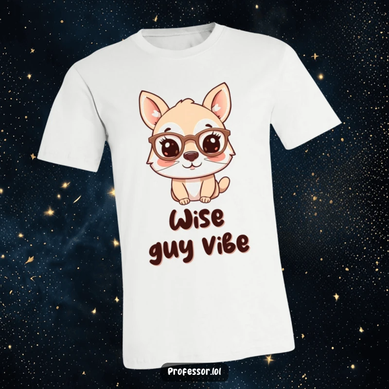 Funny t-shirt showcasing an animal character with spectacles stylishly perched on its nose, creating a smart and whimsical appearance.