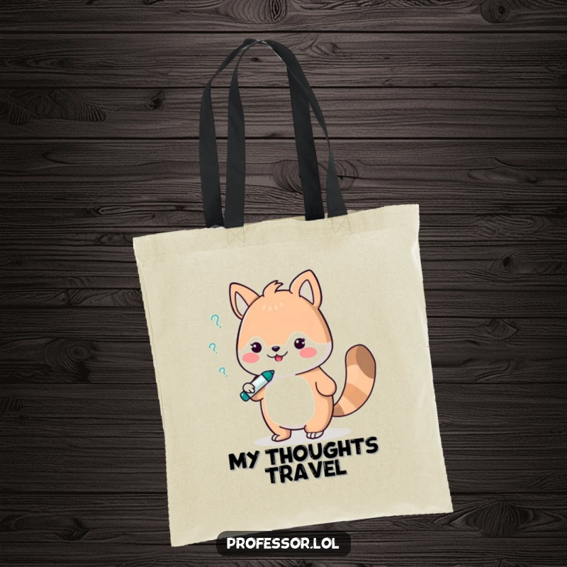Funny tote bag featuring a cute animal character passionately debating with a whiteboard marker, perfect for carrying essentials with intellectual flair.