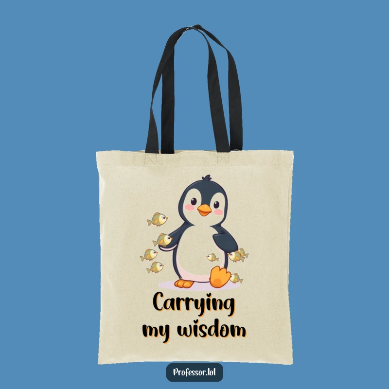 Funny Penguin Fish Lecture Tote Bag: Carry Your Books with this Hilarious Ocean Bag!