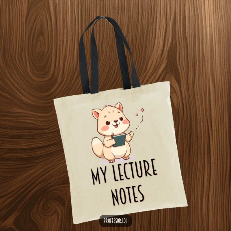 Funny wise animal character lecturing with chalk dust flying from its paw, a humorous tote for educators. Carry your wisdom.